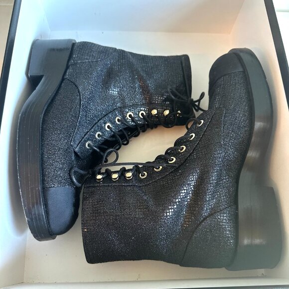 Fabric Grosgrain CC Combat Short Boots 38/8.5 Black - Picture 5 of 7